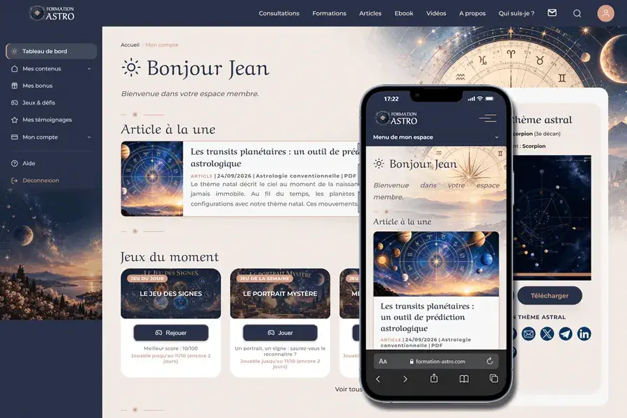 Votre espace membre Formation-Astro