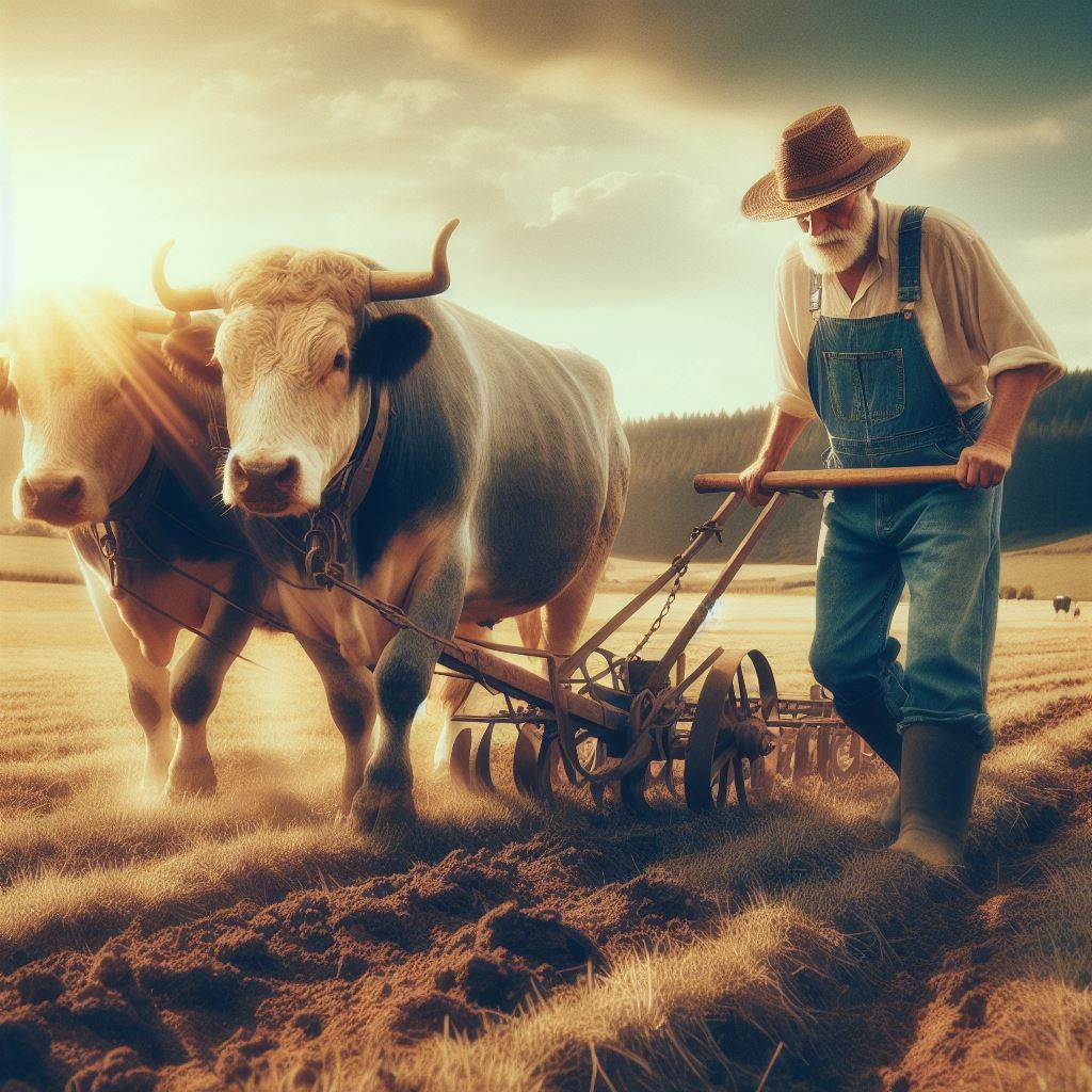 agriculteur labourant champ